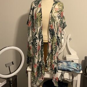 💜Tropical Leaf Print Kimono